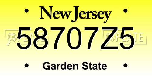 58707Z5 New Jersey License Plate