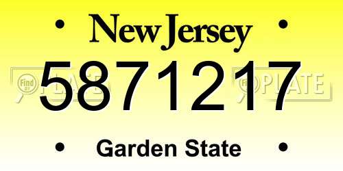 5871217 New Jersey License Plate
