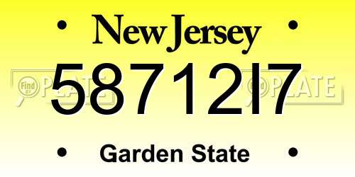 58712I7 New Jersey License Plate