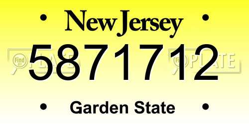 5871712 New Jersey License Plate