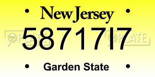 58717I7 New Jersey License Plate
