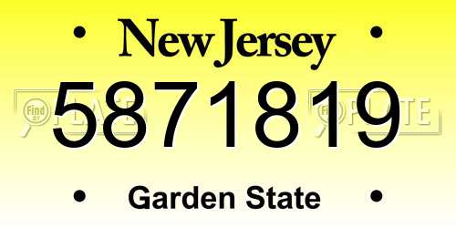 5871819 New Jersey License Plate