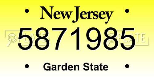 5871985 New Jersey License Plate