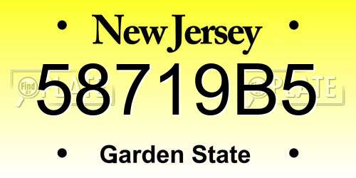 58719B5 New Jersey License Plate