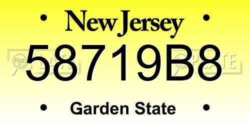 58719B8 New Jersey License Plate