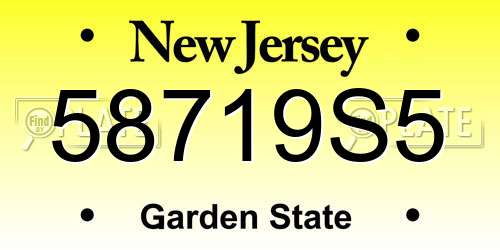 58719S5 New Jersey License Plate