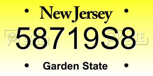 58719S8 New Jersey License Plate