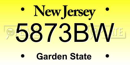 5873BW New Jersey License Plate