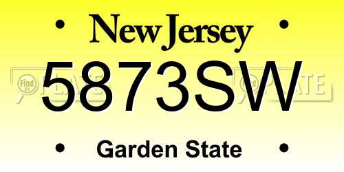 5873SW New Jersey License Plate