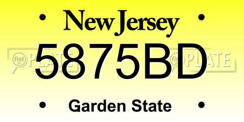 5875BD New Jersey License Plate