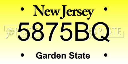 5875BQ New Jersey License Plate