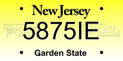 5875IE New Jersey License Plate