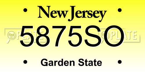 5875SO New Jersey License Plate