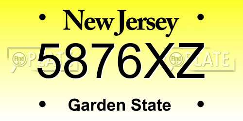 5876XZ New Jersey License Plate