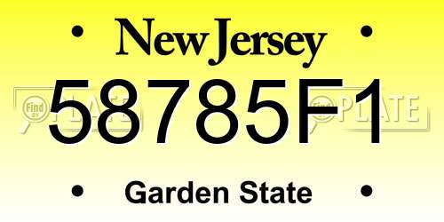 58785F1 New Jersey License Plate
