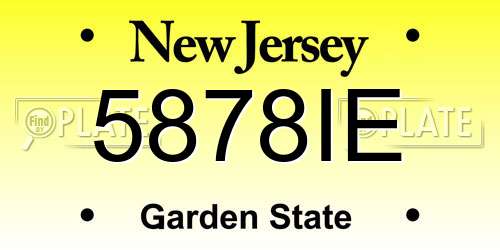 5878IE New Jersey License Plate