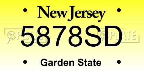 5878SD New Jersey License Plate