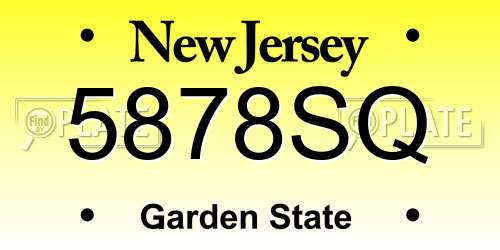 5878SQ New Jersey License Plate