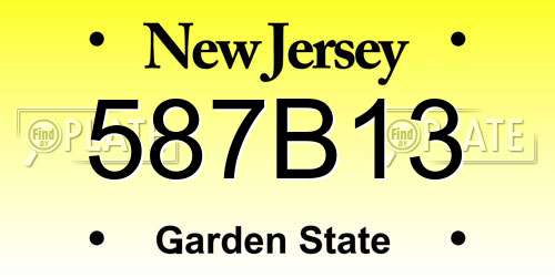587B13 New Jersey License Plate
