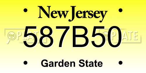 587B50 New Jersey License Plate