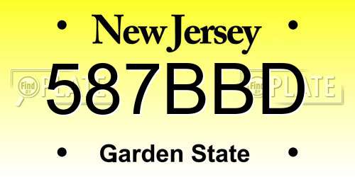 587BBD New Jersey License Plate