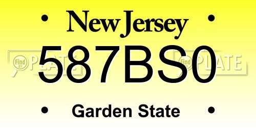 587BS0 New Jersey License Plate