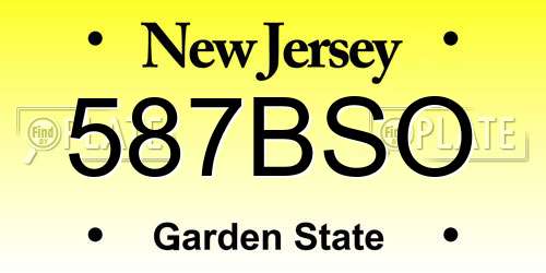 587BSO New Jersey License Plate