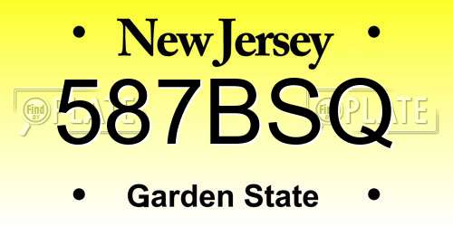 587BSQ New Jersey License Plate