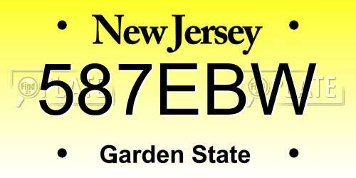 587EBW New Jersey License Plate