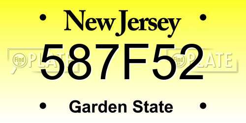 587F52 New Jersey License Plate