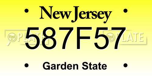 587F57 New Jersey License Plate