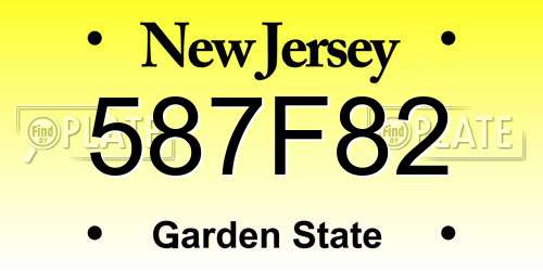 587F82 New Jersey License Plate