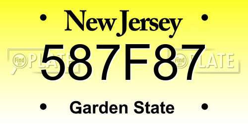 587F87 New Jersey License Plate