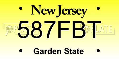 587FBT New Jersey License Plate