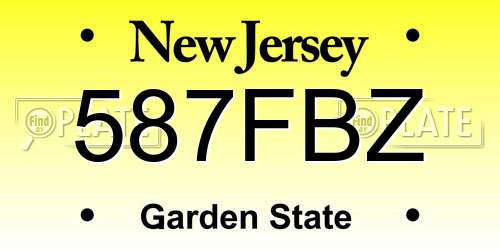 587FBZ New Jersey License Plate