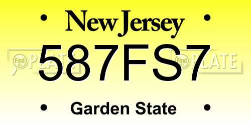 587FS7 New Jersey License Plate