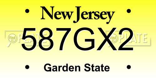 587GX2 New Jersey License Plate
