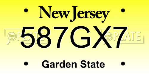 587GX7 New Jersey License Plate