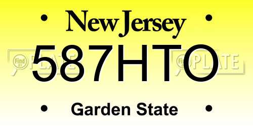 587HTO New Jersey License Plate