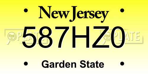 587HZ0 New Jersey License Plate