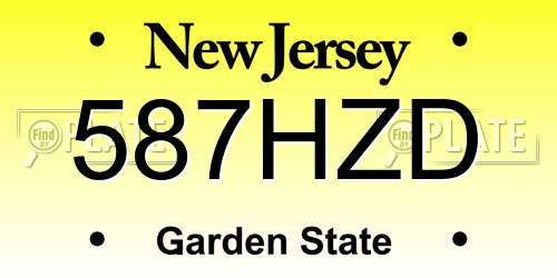 587HZD New Jersey License Plate