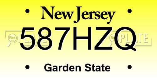 587HZQ New Jersey License Plate