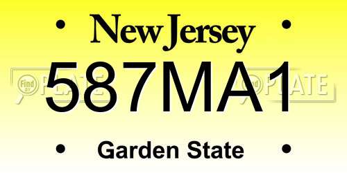 587MA1 New Jersey License Plate