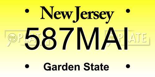 587MAI New Jersey License Plate