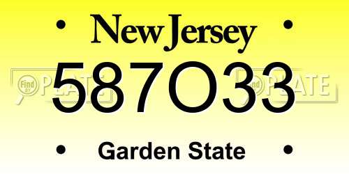 587O33 New Jersey License Plate