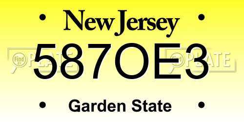 587OE3 New Jersey License Plate