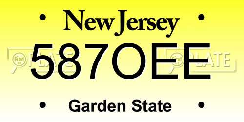 587OEE New Jersey License Plate