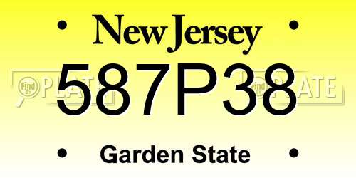 587P38 New Jersey License Plate