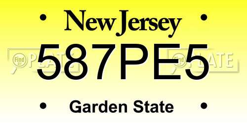 587PE5 New Jersey License Plate