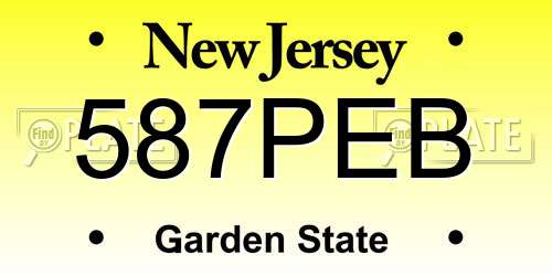 587PEB New Jersey License Plate